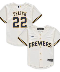Christian Yelich Milwaukee Brewers Nike Preschool Home Replica Player Jersey - Cream