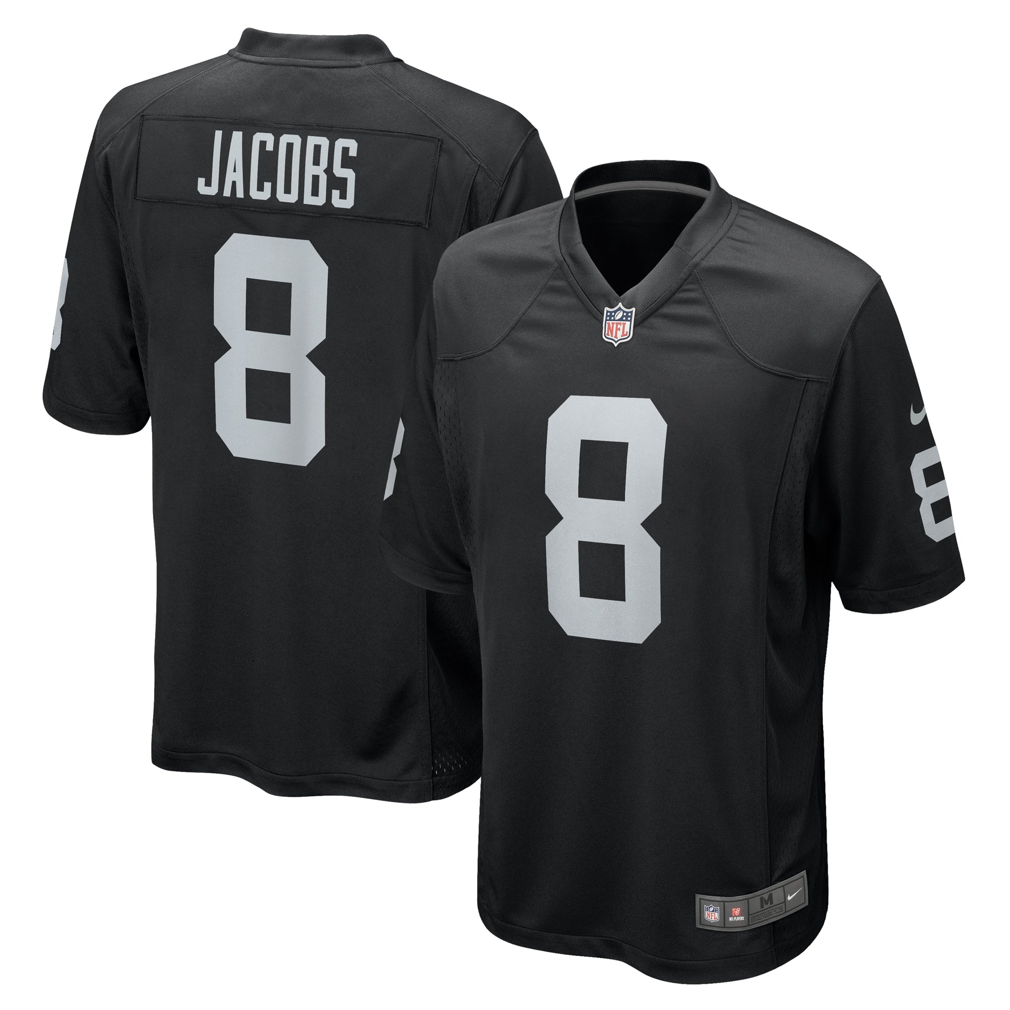 Josh Jacobs Las Vegas Raiders Nike Game Player Jersey - White/Black - Image 5
