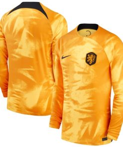 Netherlands National Team Nike Youth 2022/23 Home Breathe Stadium Replica Blank Long Sleeve Jersey - Orange