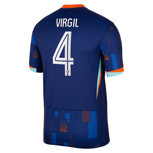 Virgil van Dijk Netherlands National Team Nike 2024 Away Replica Jersey - Blue/Orange - Image 4