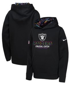Las Vegas Raiders Nike Youth 2024 NFL Crucial Catch Pullover Hoodie - Black