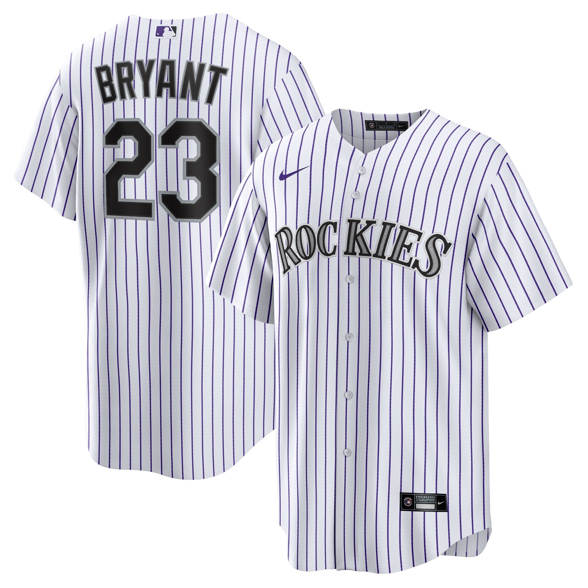 Kris Bryant Colorado Rockies Nike Replica Player Jersey - White/Purple - Image 6