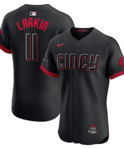 Barry Larkin Cincinnati Reds Nike City Connect Sponsor Patch Elite Player Jersey - Black