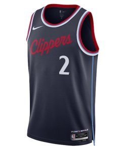 Alternative view of Kawhi Leonard LA Clippers Nike Unisex 2024/25 Swingman Jersey - Navy - Icon Edition