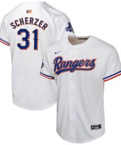 Max Scherzer Texas Rangers Nike Youth 2024 Gold Collection Limited Player Jersey?¨C White