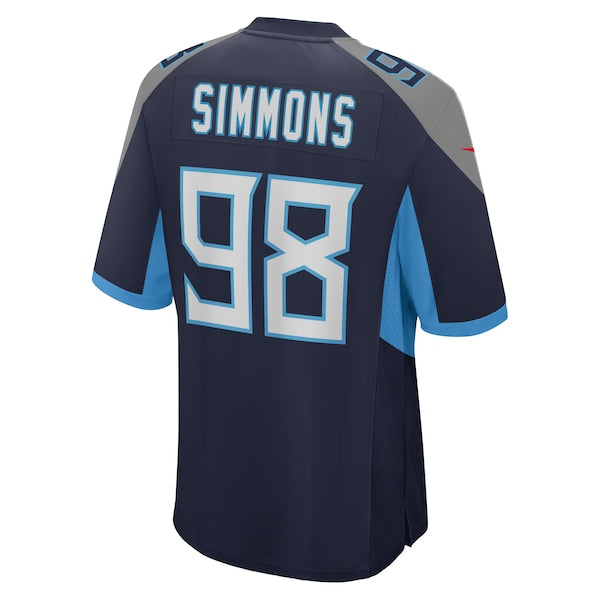 Jeffery Simmons Tennessee Titans Nike Youth Team Game Jersey - Navy - Image 4