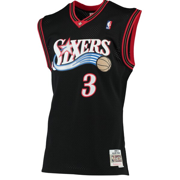 Allen Iverson Philadelphia 76ers 2000/01 Hardwood Classics Swingman Jersey - Black - Image 2