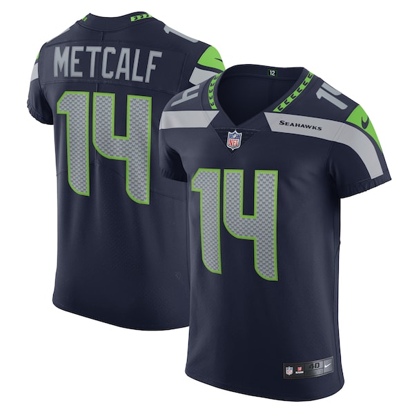 DK Metcalf Seattle Seahawks Nike Vapor Elite Player Jersey - College Navy/Neon Green - Image 2