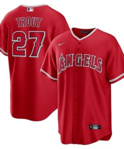Alternative view of Mike Trout Los Angeles Angels Nike Alternate Replica Player Name Jersey - Red/Silver/White