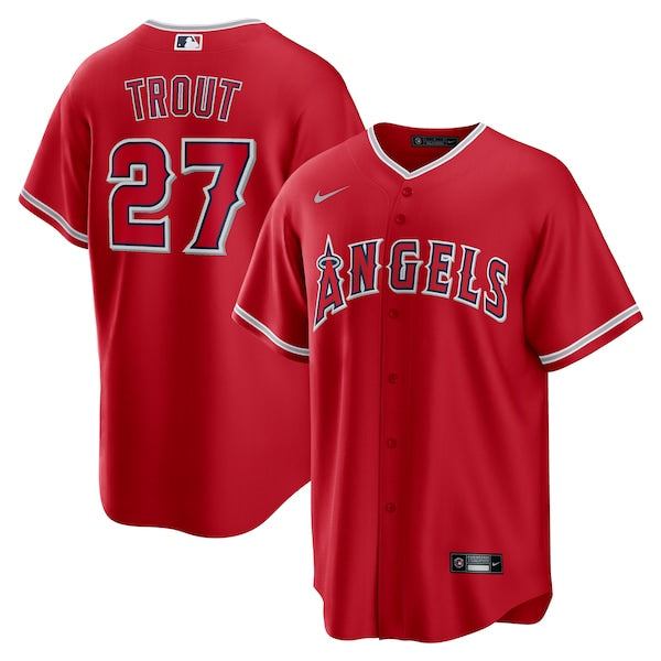 Mike Trout Los Angeles Angels Nike Alternate Replica Player Name Jersey - Red/Silver/White - Image 2