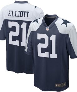 Alternative view of Ezekiel Elliott Dallas Cowboys Nike Alternate Game Team Jersey - Navy/White