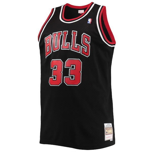 Scottie Pippen Chicago Bulls Big & Tall Hardwood Classics Swingman Jersey - Black/Red - Image 3