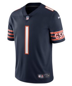 Alternative view of Justin Fields Chicago Bears Nike Vapor Limited Jersey - Navy
