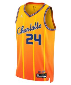 Alternative view of Brandon Miller Charlotte Hornets Jordan Brand Unisex 2025/26 Swingman Jersey - Orange - City Edition