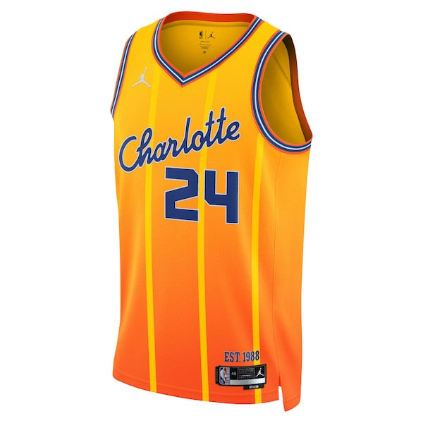 Brandon Miller Charlotte Hornets Jordan Brand Unisex 2025/26 Swingman Jersey - Orange - City Edition - Image 2