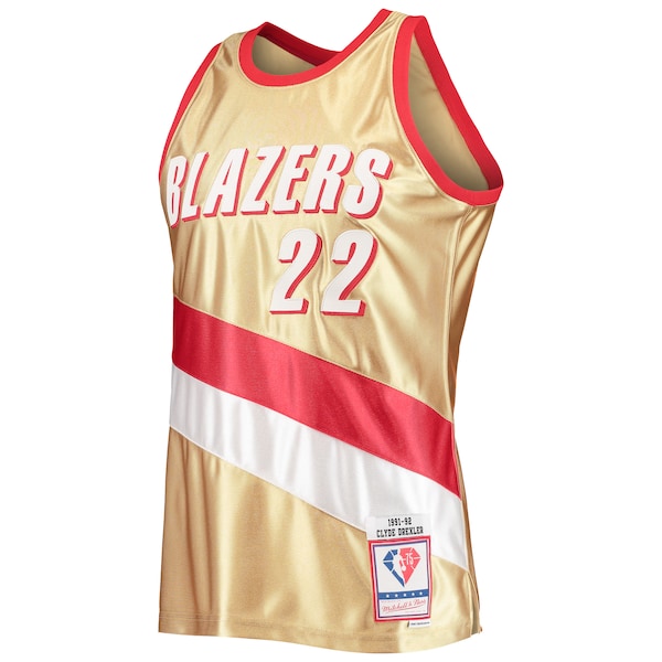 Clyde Drexler Portland Trail Blazers 75th Anniversary 1991/92 Hardwood Classics Swingman Jersey - Gold - Image 2