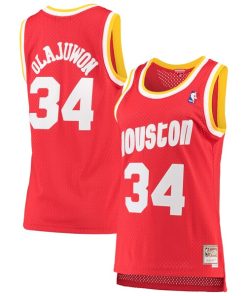 Hakeem Olajuwon Houston Rockets Women's 1993/94 Hardwood Classics Swingman Jersey - Red/Navy
