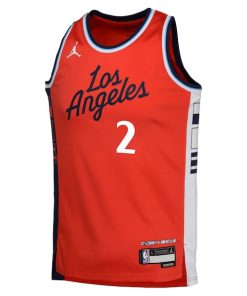 Alternative view of Kawhi Leonard LA Clippers Jordan Brand Youth Swingman Jersey - Statement Edition - Red
