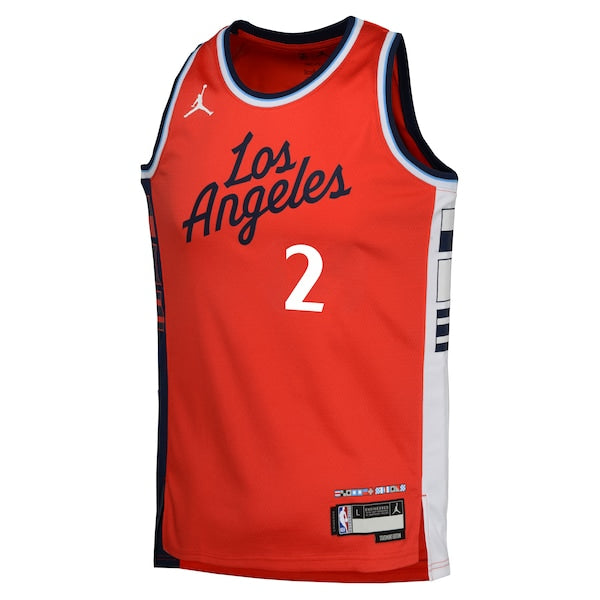 Kawhi Leonard LA Clippers Jordan Brand Youth Swingman Jersey - Statement Edition - Red - Image 2