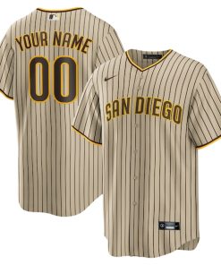 San Diego Padres Nike Road Custom Replica Jersey - Brown