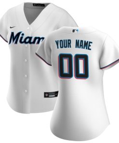 Miami Marlins Nike Women's Home Replica Custom Jersey - White