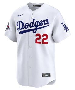 Alternative view of Clayton Kershaw Los Angeles Dodgers Nike 2024 World Series Champions Home Limited Player Jersey - White
