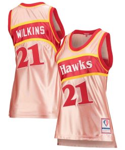 Dominique Wilkins Atlanta Hawks Women's 75th Anniversary Rose Gold 1986 Swingman Jersey - Pink