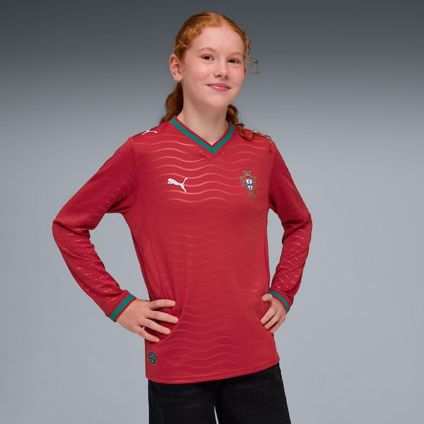 Portugal National Team Puma Youth 2026 Home Replica Long Sleeve Jersey - Red - Image 3