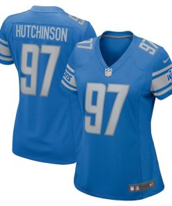 Alternative view of Aidan Hutchinson Detroit Lions Nike Women's Game Jersey - Blue/Silver