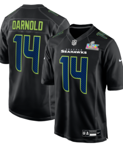 Men's Seattle Seahawks Sam Darnold Nike Black Super Bowl LX Patch Carbon Fashion Game Jersey