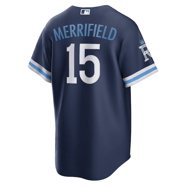 Whit Merrifield Kansas City Royals Nike 2022 City Connect Replica Player Jersey - Navy - Image 3
