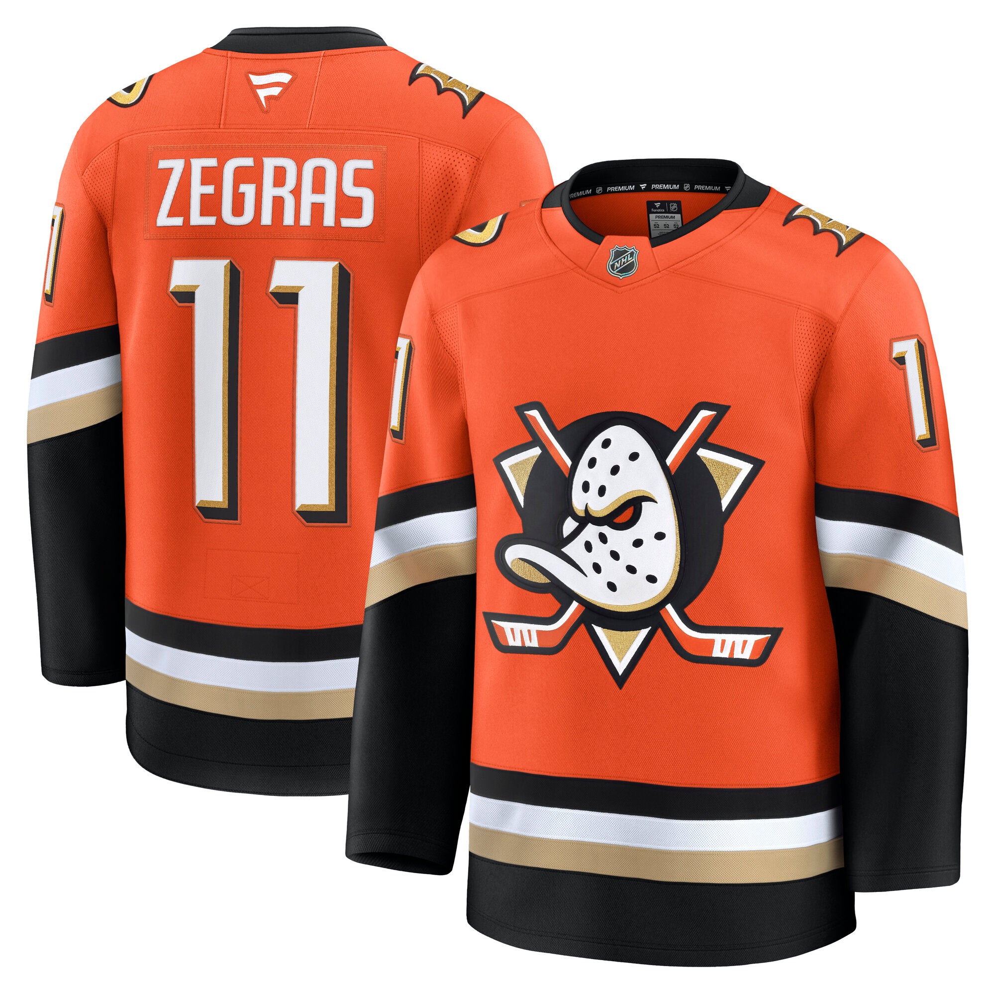 Trevor Zegras Anaheim Ducks Away Premium Jersey - White/Orange - Image 5