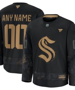 Seattle Kraken  2024 Military Appreciation Personalized Long Sleeve Practice Jersey - Black