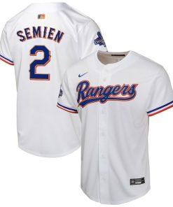Marcus Semien Texas Rangers Nike Youth 2024 Gold Collection Limited Player Jersey?¨C White