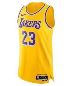 Alternative view of LeBron James Los Angeles Lakers Nike Authentic Jersey - Icon Edition - Gold