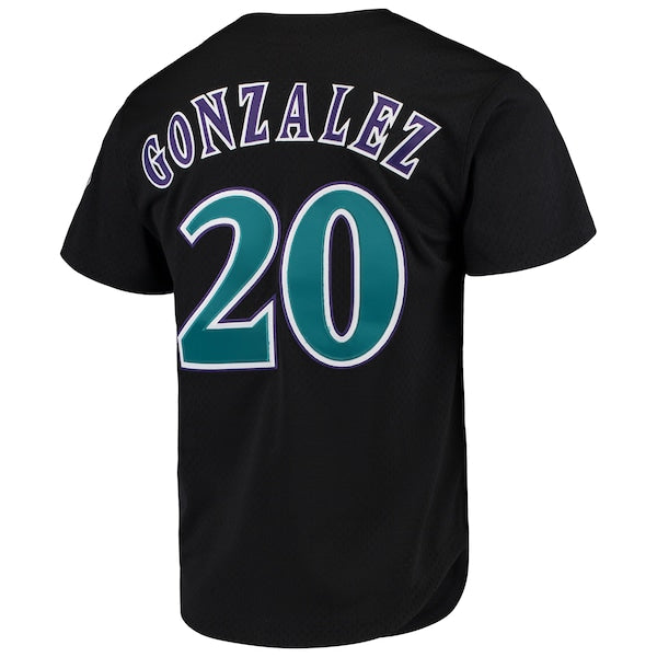 Luis Gonzalez Arizona Diamondbacks Cooperstown Collection Mesh Batting Practice Button-Up Jersey - Black - Image 3