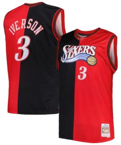 Allen Iverson Philadelphia 76ers Big & Tall Hardwood Classics 2000/01 Split Swingman Jersey - Black/Red