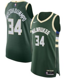 Giannis Antetokounmpo Milwaukee Bucks Nike Authentic Jersey - Association Edition - Hunter Green