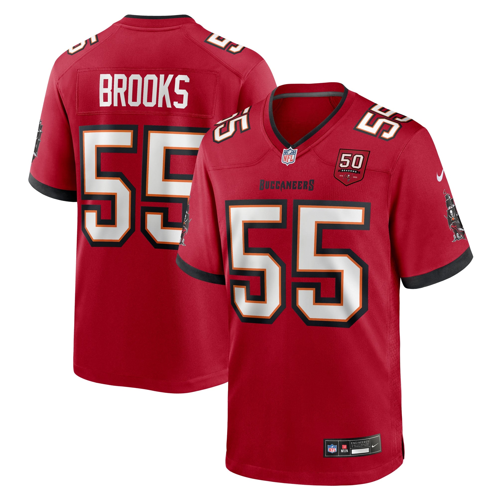 Derrick Brooks Tampa Bay Buccaneers Nike 50th Season Game Jersey - Creamsicle/Red - Image 6