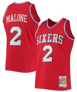 Moses Malone Philadelphia 76ers 1982/83 Hardwood Classics NBA 75th Anniversary Diamond Swingman Jersey - Red