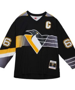 Alternative view of Mario Lemieux Pittsburgh Penguins Captain's Patch 1996/97 Blue Line Player Jersey - Black