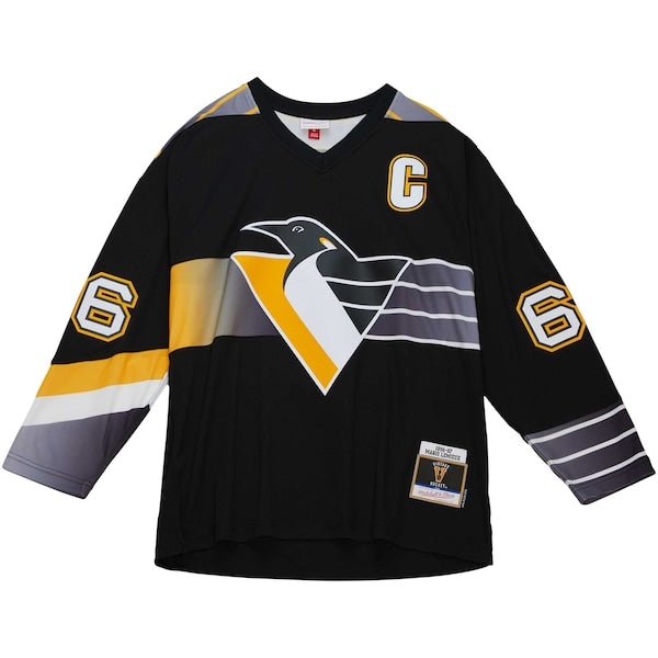 Mario Lemieux Pittsburgh Penguins Captain's Patch 1996/97 Blue Line Player Jersey - Black - Image 2