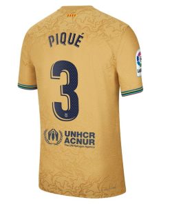 Alternative view of Gerard Pique Barcelona Nike 2022/23 Away Authentic Player Jersey - Gold