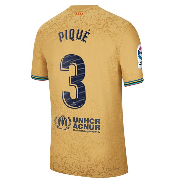 Gerard Pique Barcelona Nike 2022/23 Away Authentic Player Jersey - Gold - Image 2