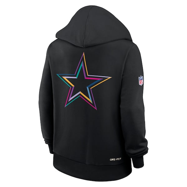 Dallas Cowboys Nike Women's 2025 NFL Crucial Catch Sideline Standard Issue Dri-FIT Hoodie - Black - Image 4