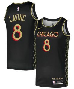 Alternative view of Zach LaVine Chicago Bulls Nike Swingman Player Jersey - City Edition - Black