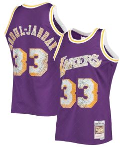Kareem Abdul-Jabbar Los Angeles Lakers 1996-97 Hardwood Classics NBA 75th Anniversary Diamond Swingman Jersey - Purple
