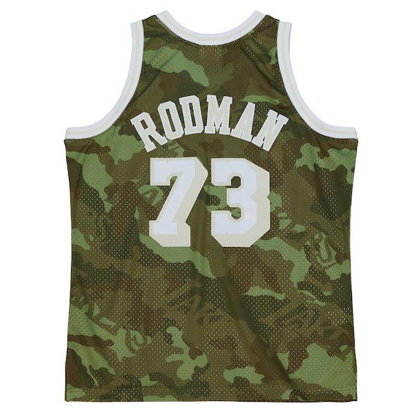 Dennis Rodman Los Angeles Lakers Hardwood Classics 1998/99 Ghost Green Swingman Jersey - Camo - Image 3
