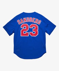 Alternative view of Ryne Sandberg Chicago Cubs  Cooperstown Collection 1997 Mesh Batting Practice Button-Up Jersey - Royal