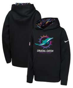 Miami Dolphins Nike Youth 2024 NFL Crucial Catch Pullover Hoodie - Black